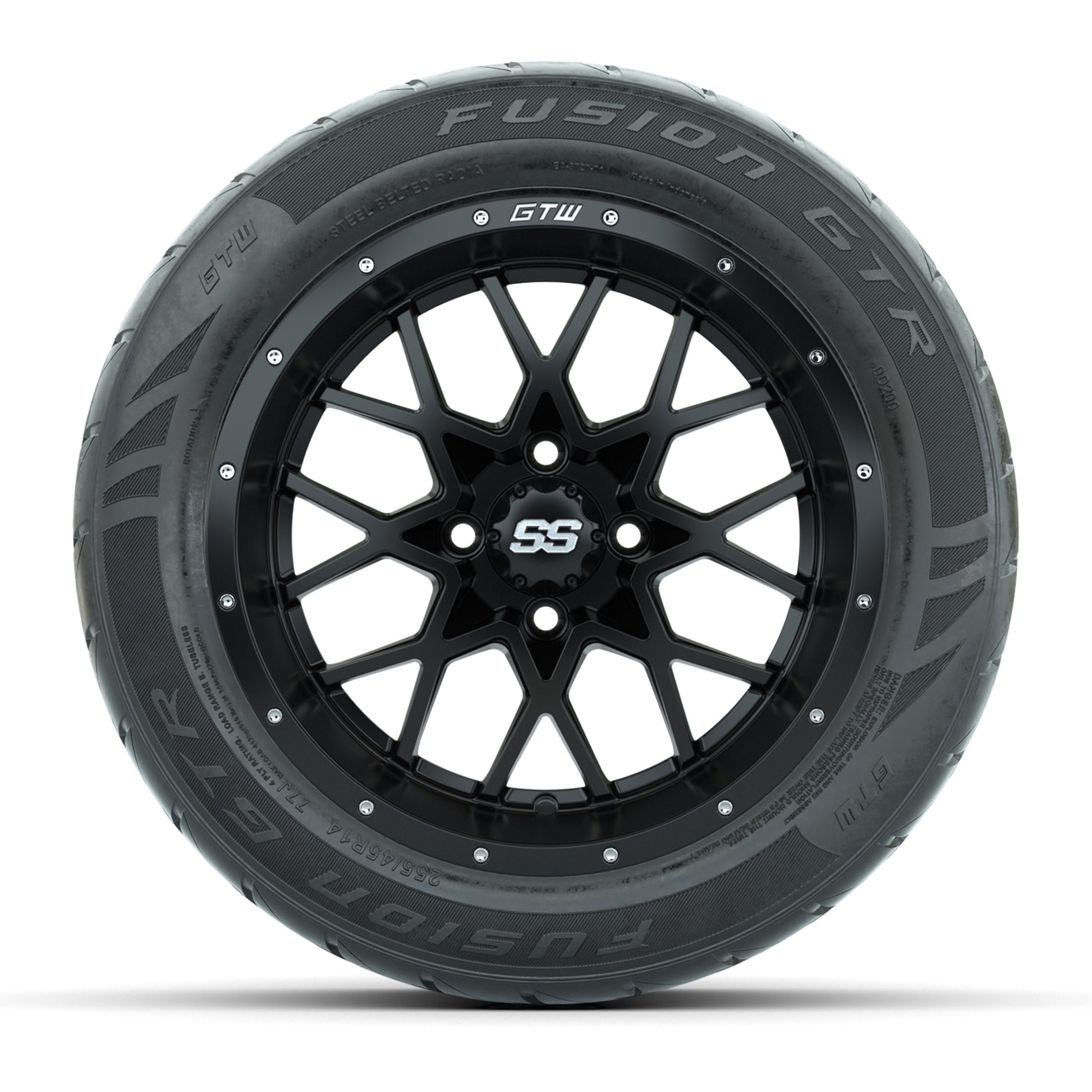 Set of (4) 14 in GTW Vortex Wheels with 255/45-R14 Fusion GTR Street Tires