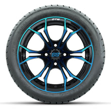 GTW Spyder Black/Blue 14 in Wheels with 225/30-14 Mamba Street Tires – Full Set