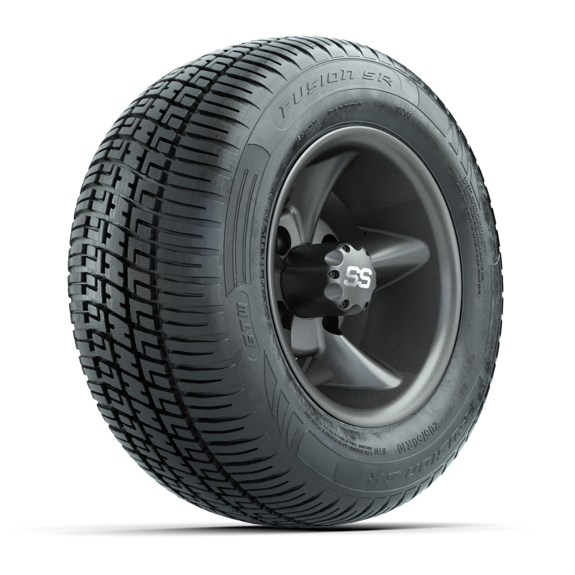 GTW Godfather Matte Gray 10 in Wheels with 205/50-R10 Fusion S/R Radial Steel Belt Street Tires – Full Set