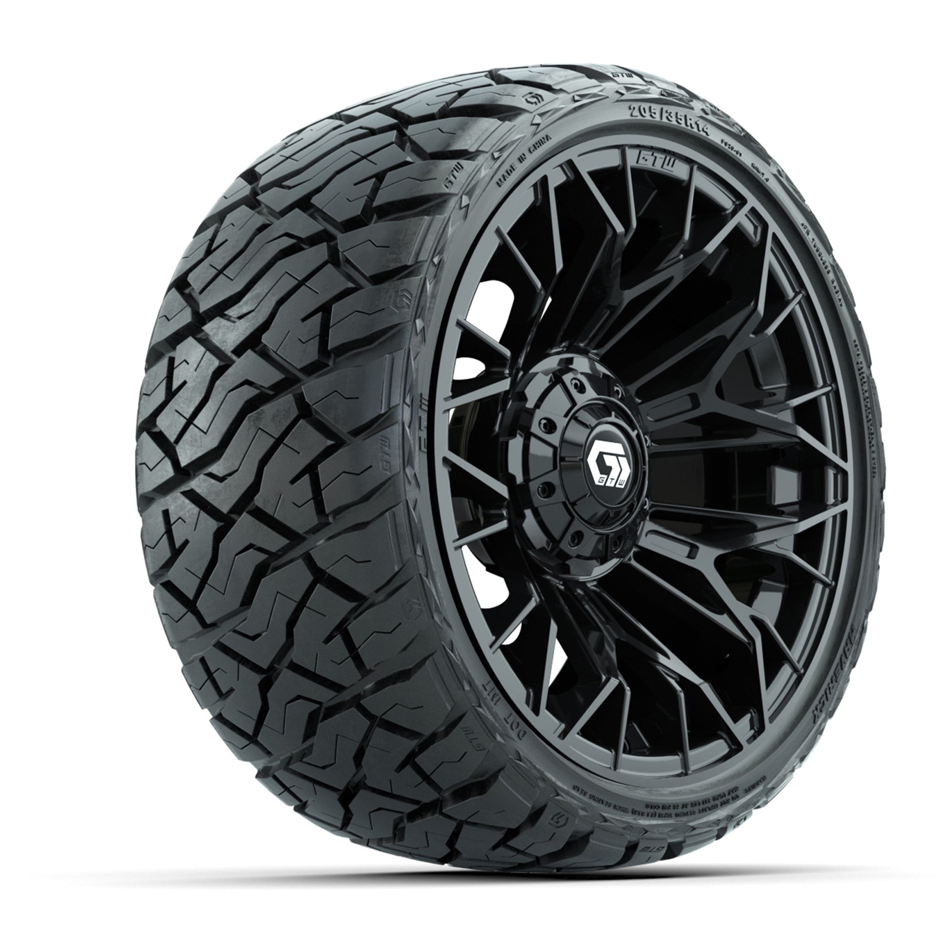 GTW Stellar Black 14 in Wheels with 205/35-R14 Maverick Low-Profile All-Terrain Tires - Full Set