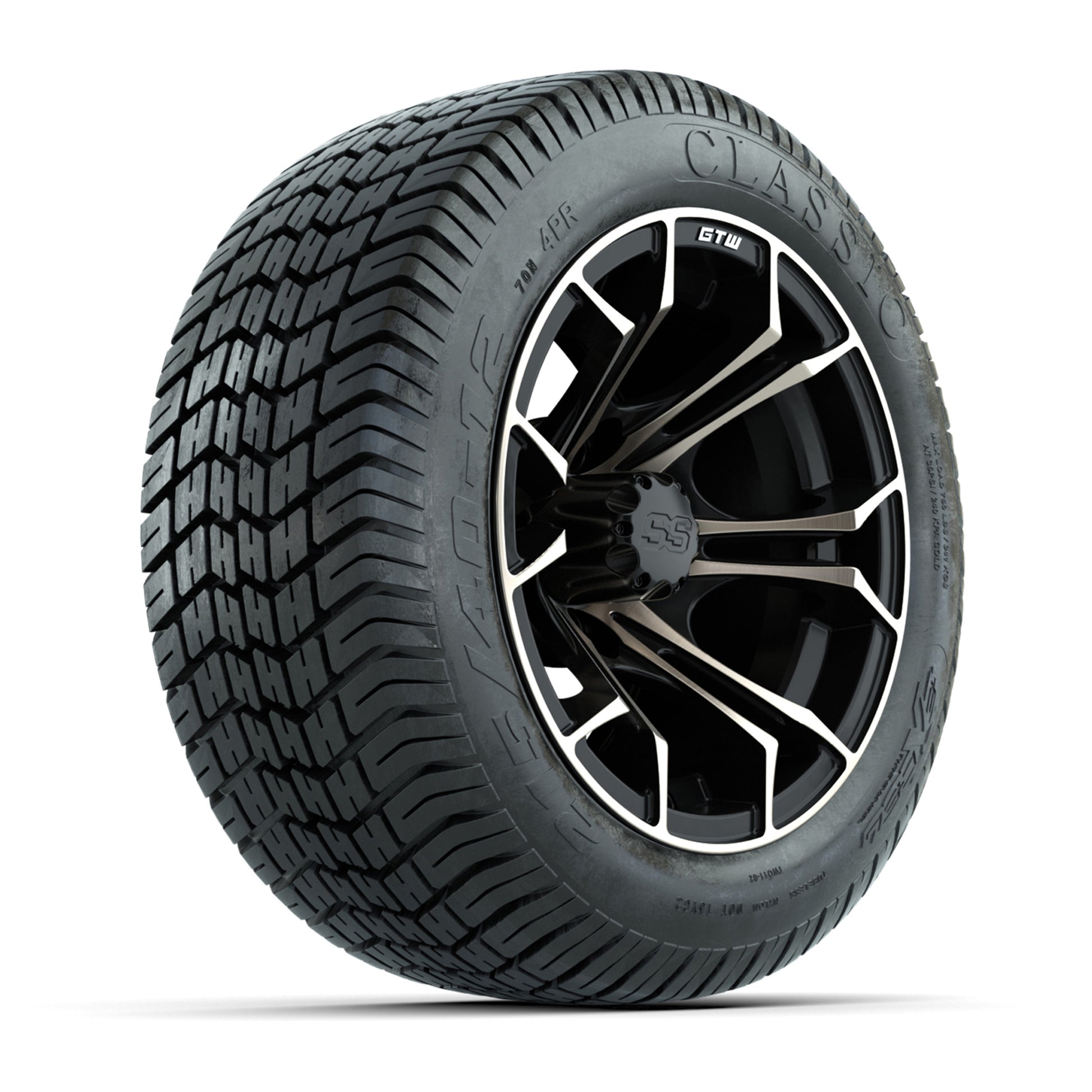GTW® Spyder Matte Black/Bronze 12 in Wheels with 215/40-12 Excel Classic Street Tires – Full Set