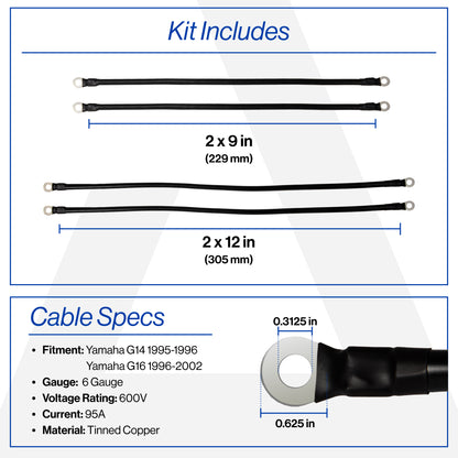 Yamaha G14 & G16 6-Gauge Battery Cable Set (Years 1995-2002)