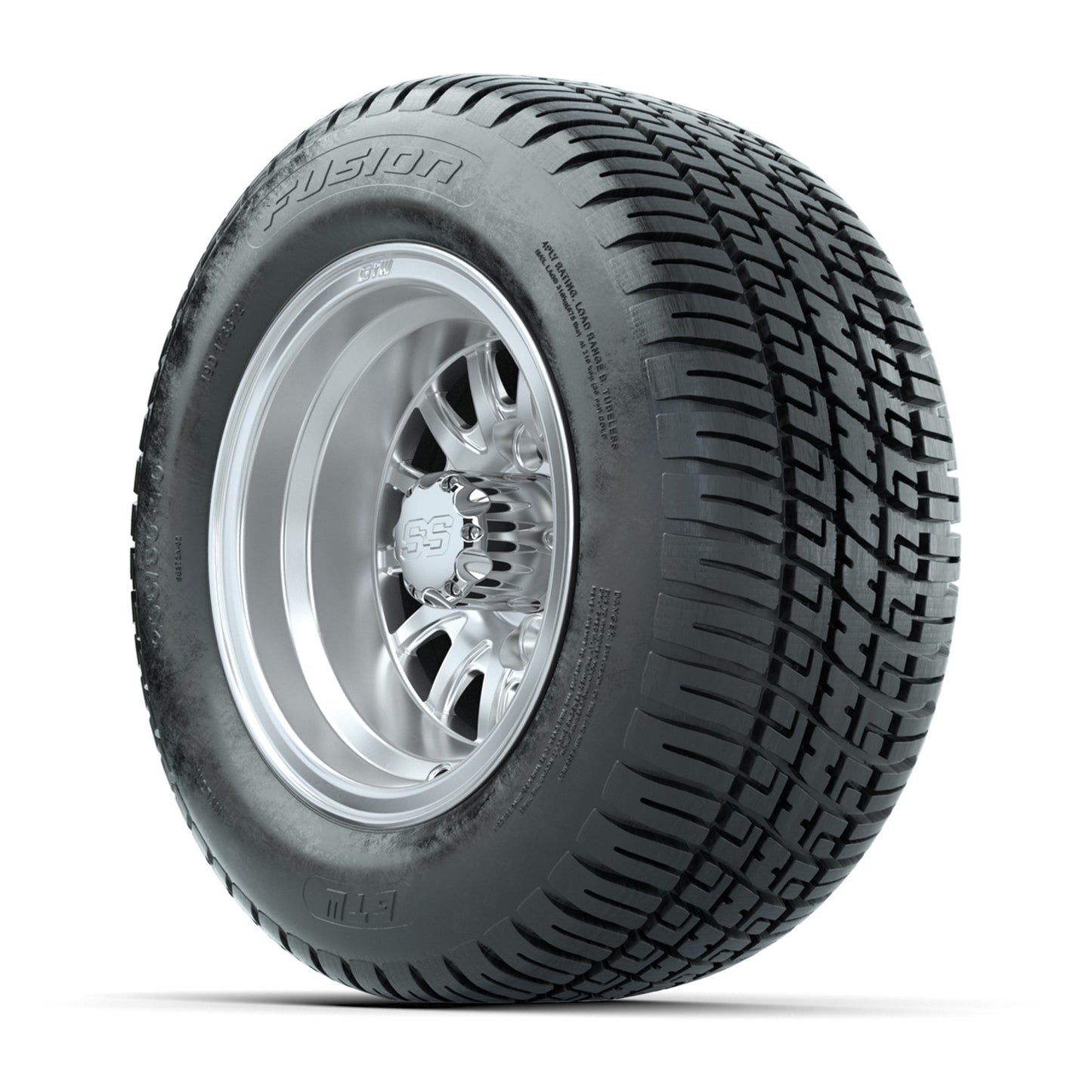 Set of 4 GTW Medusa Silver and Machined Wheels with Fusion Street Tires - 10 Inch