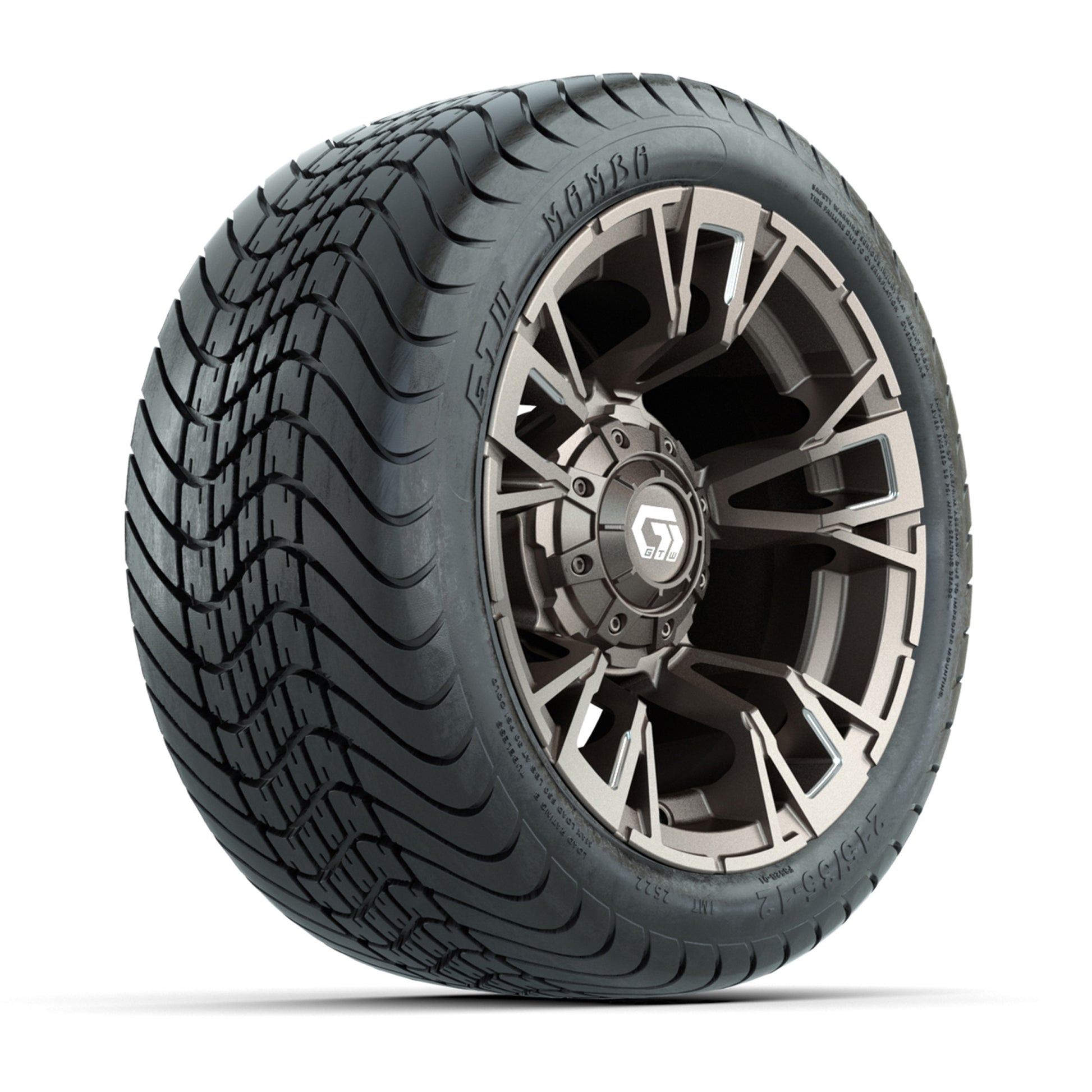 GTW® Vandal Satin Bronze/Machined 12 in Wheels with 215/35-12 Mamba Street Tires – Full Set