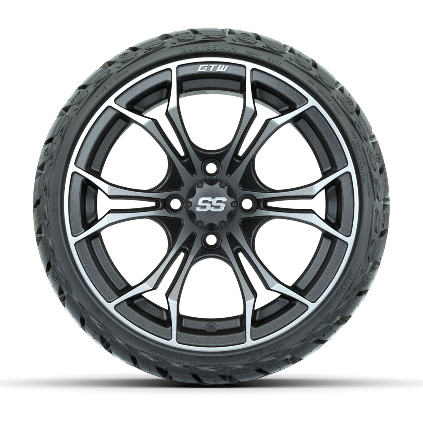 GTW® Spyder Matte Black/Bronze 14 in Wheels with 205/35-R14 Maverick Low-Profile All-Terrain Tires – Full Set