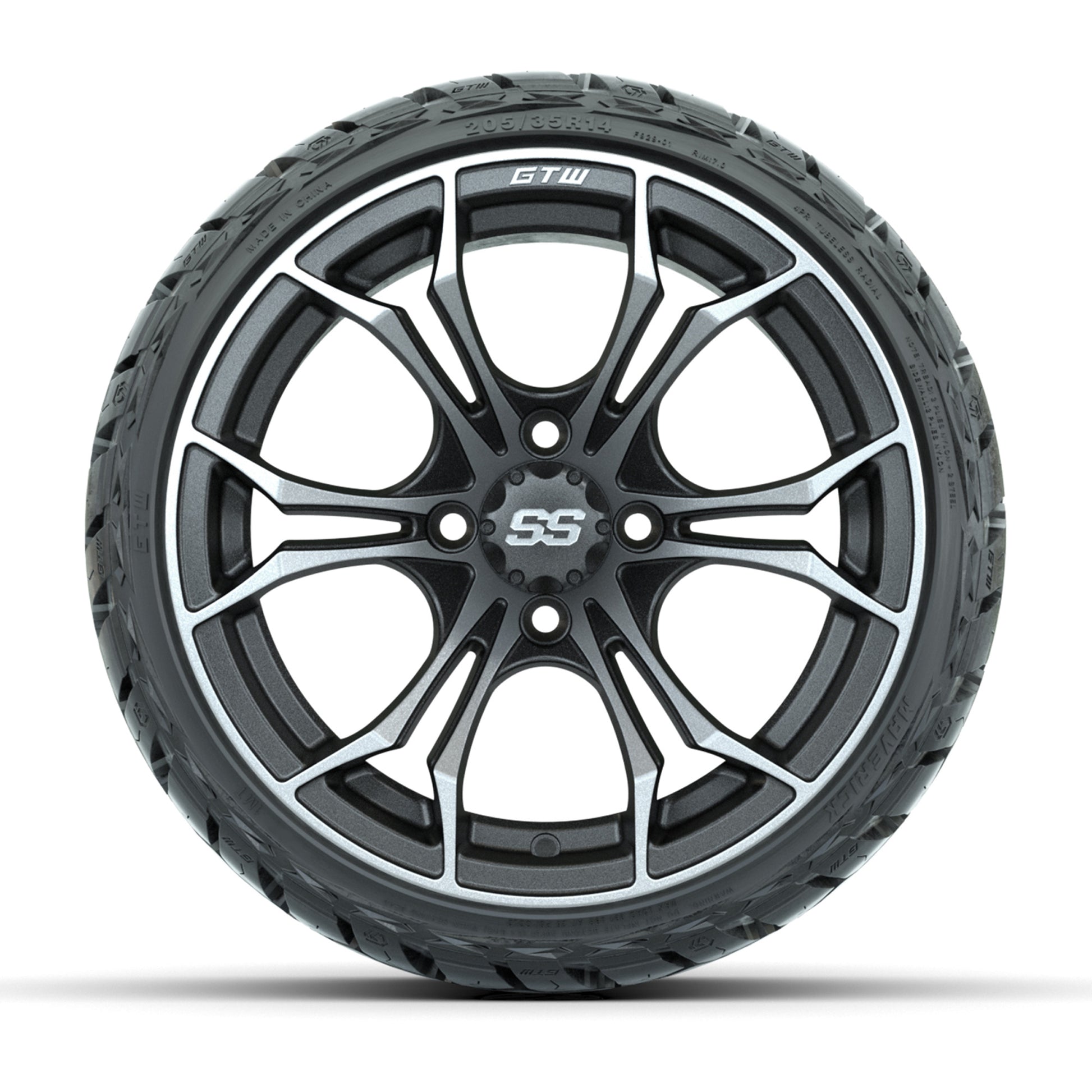 GTW® Spyder Matte Black/Bronze 14 in Wheels with 205/35-R14 Maverick Low-Profile All-Terrain Tires – Full Set