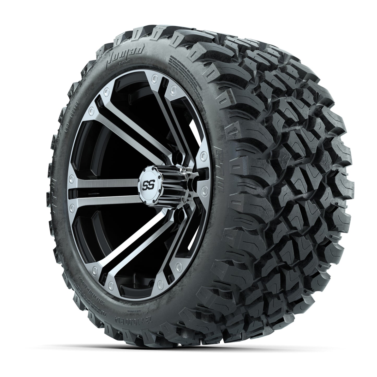 GTW® Specter Black/Machined 14 in Wheels with 23X10-R14 Nomad Steel Belt Radial All-Terrain Tires – Full Set