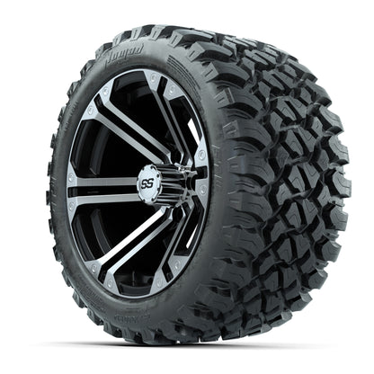 GTW® Specter Black/Machined 14 in Wheels with 23X10-R14 Nomad Steel Belt Radial All-Terrain Tires – Full Set