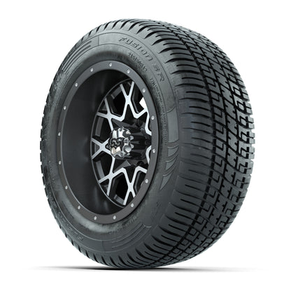 GTW® Vortex 2 Matte Gray/Machined 12 in Wheels with 215/50-R12 Fusion S/R Steel Belt Radial Street Tires - Full Set
