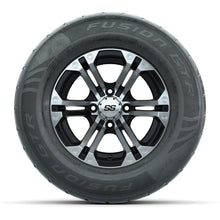 GTW® Specter Black/Machined 12 in Wheels with 255/55-R12 Fusion GTR Steel Belt Radial Street Tires – Full Set