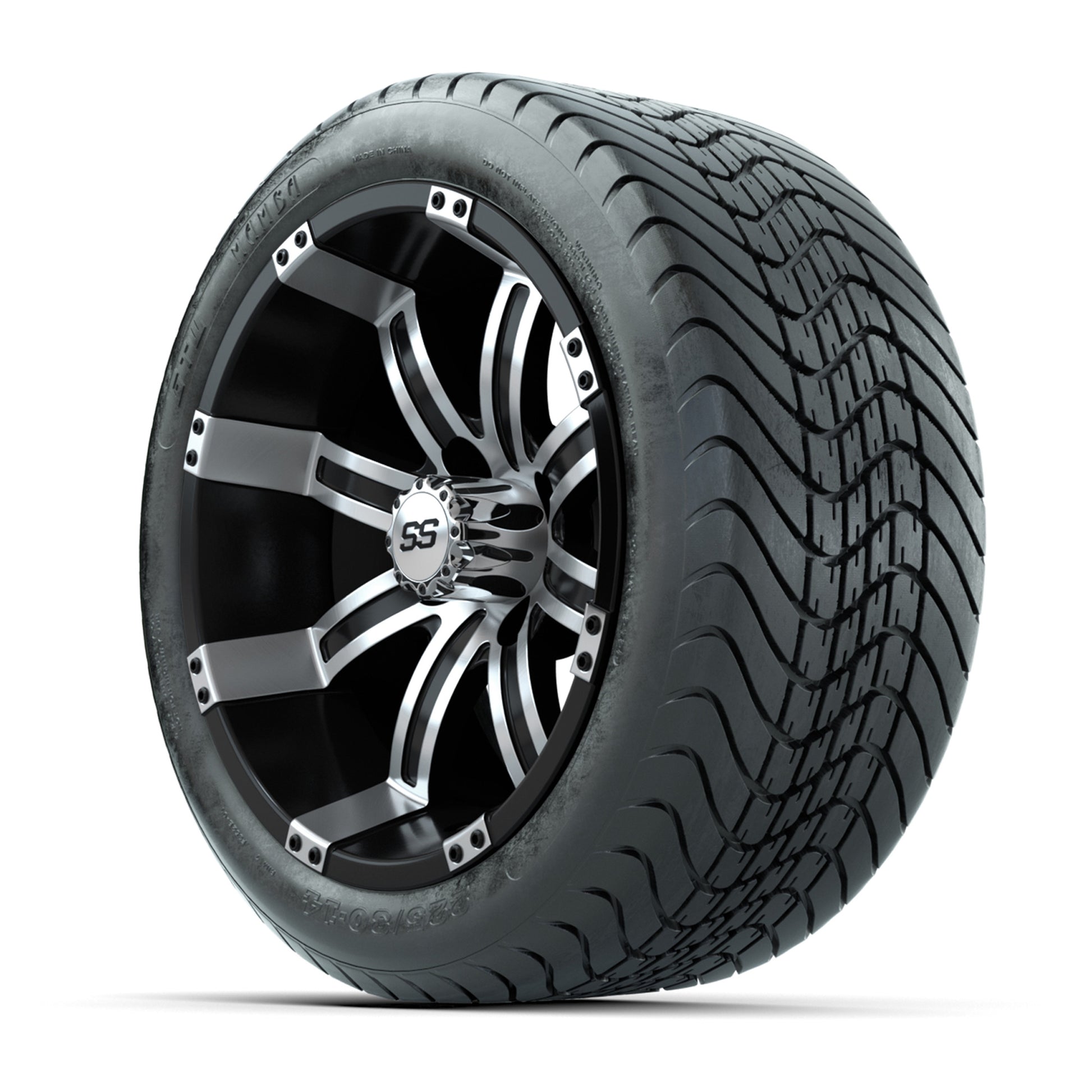 Set of (4) 14 inch GTW Tempest Machined/Black Wheels with GTW Mamba Street Tires
