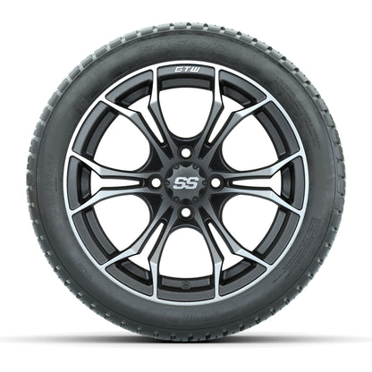 GTW® Spyder Matte Gray/Machined 14 in Wheels with 205/30-R14 Fusion Street Tires – Full Set