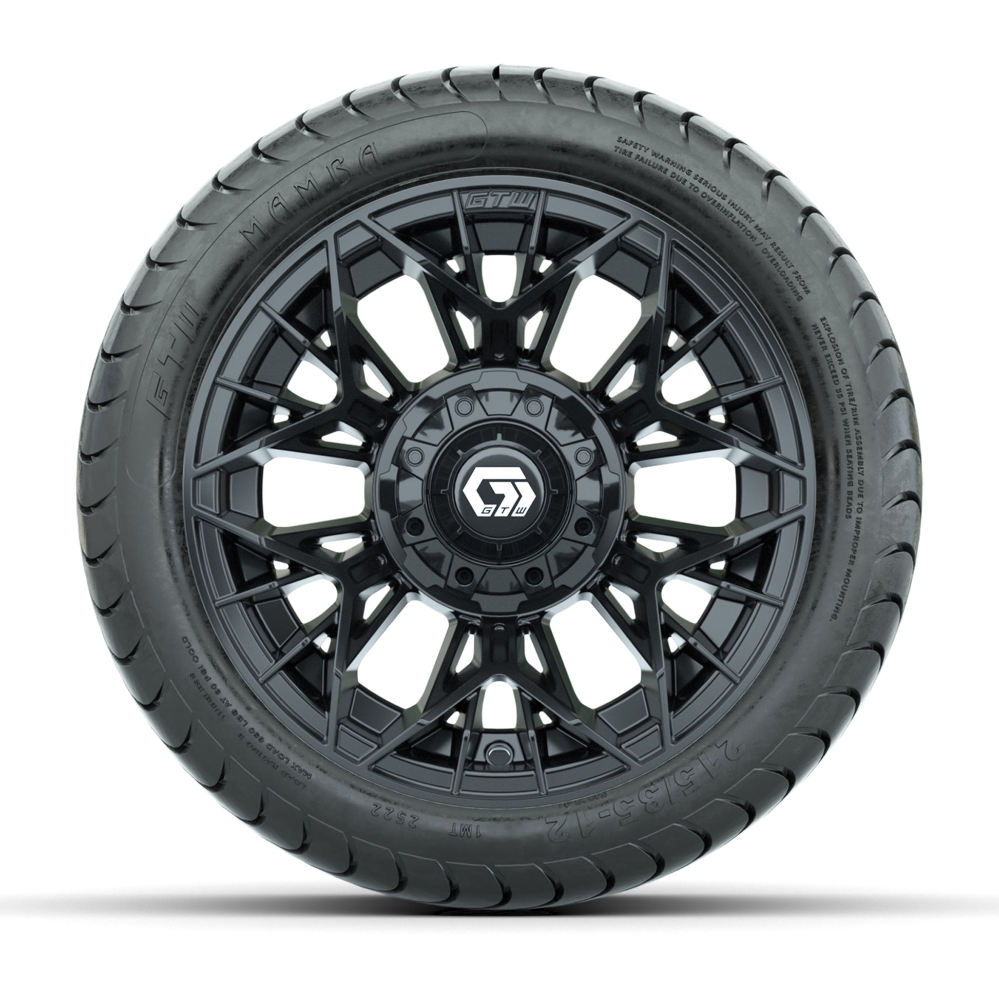 Set of (4) 12 in GTW® Stellar Black Wheels with 215/35-12 Mamba Street Tires