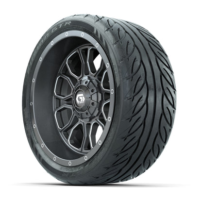 GTW Volt Gunmetal/Machined 14 in Wheels with 205/40-R14 Fusion GTR Street Tires - Full Set
