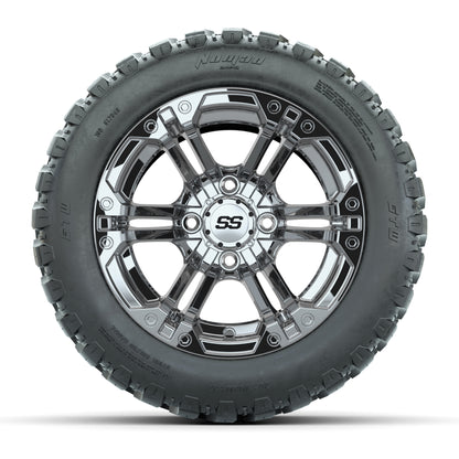 GTW® Specter Chrome 12 in Wheels with 20X10-12 Nomad Steel Belt Radial All-Terrain Tires – Full Set