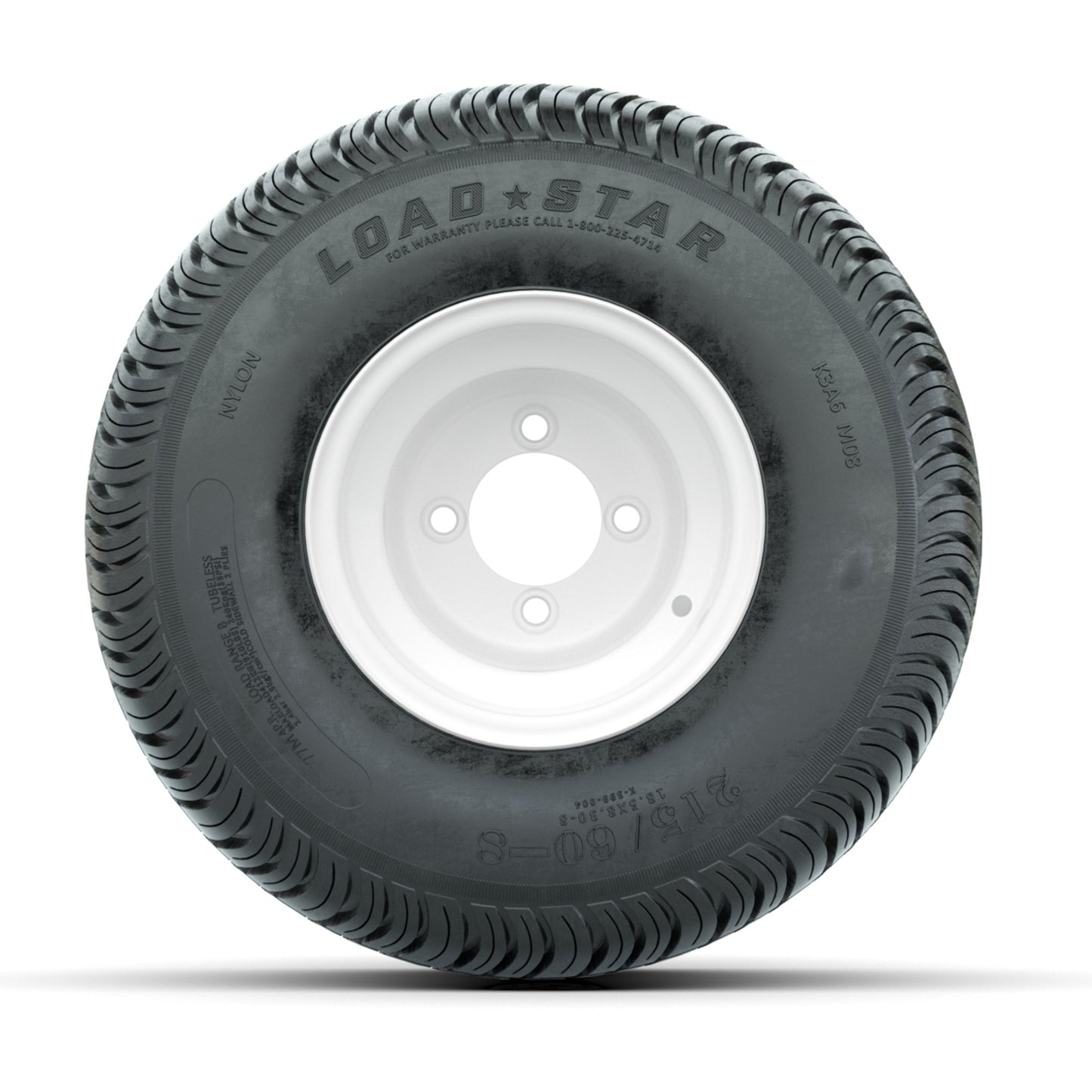 Set of (4) 8 in White Steel Wheels with 18 in Kenda Load Star Tires