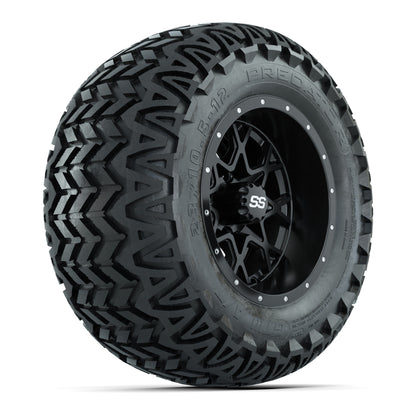 GTW® Vortex 2 Matte Black 12 in Wheels with 23X10.5-12 Predator All-Terrain Tires – Full Set