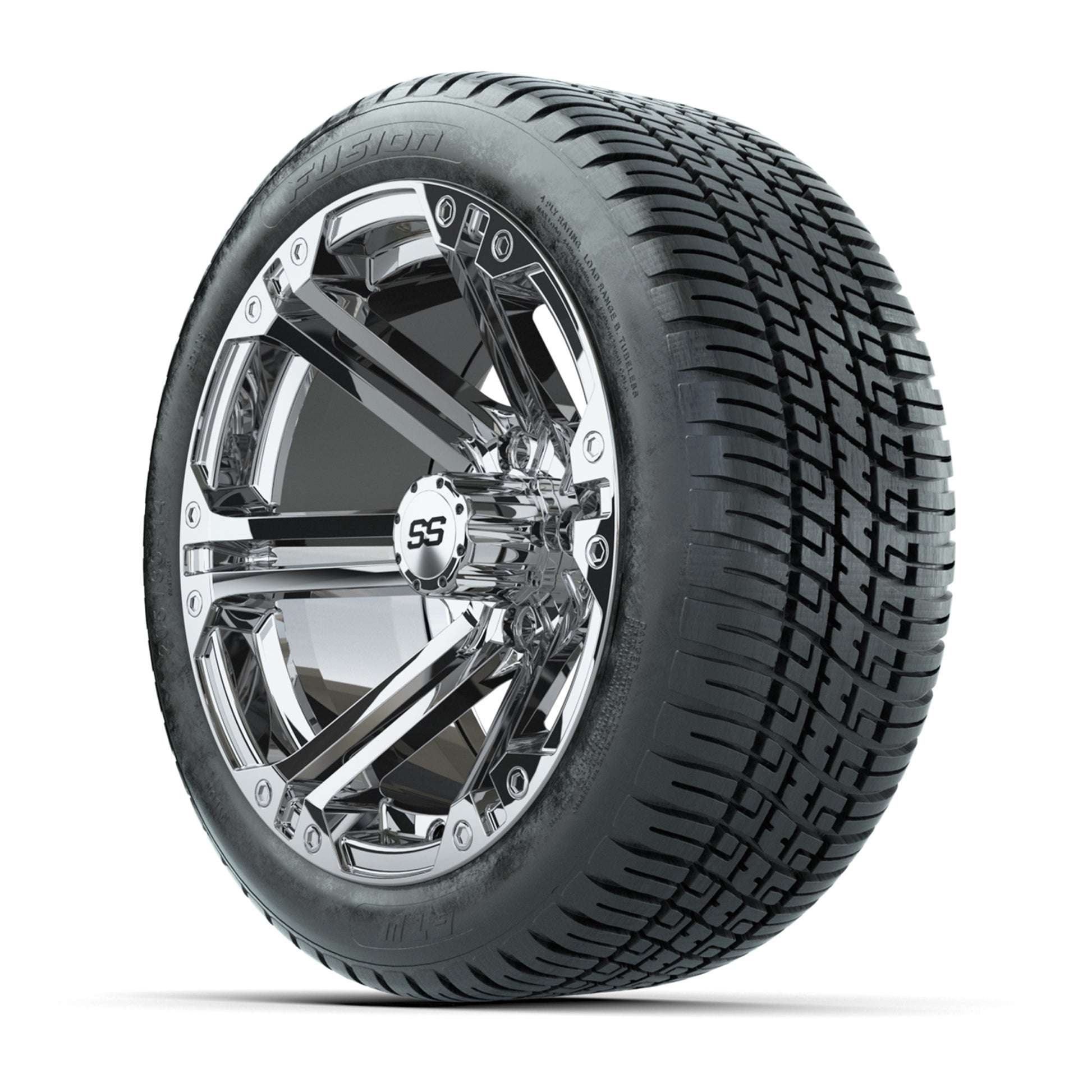 GTW Specter Chrome 14 in Wheels with 19in Fusion Street Tires – Set of 4