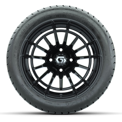 GTW Boost Gloss Black 14 in Wheels with 225/30-14 Mamba Street Tires – Full Set