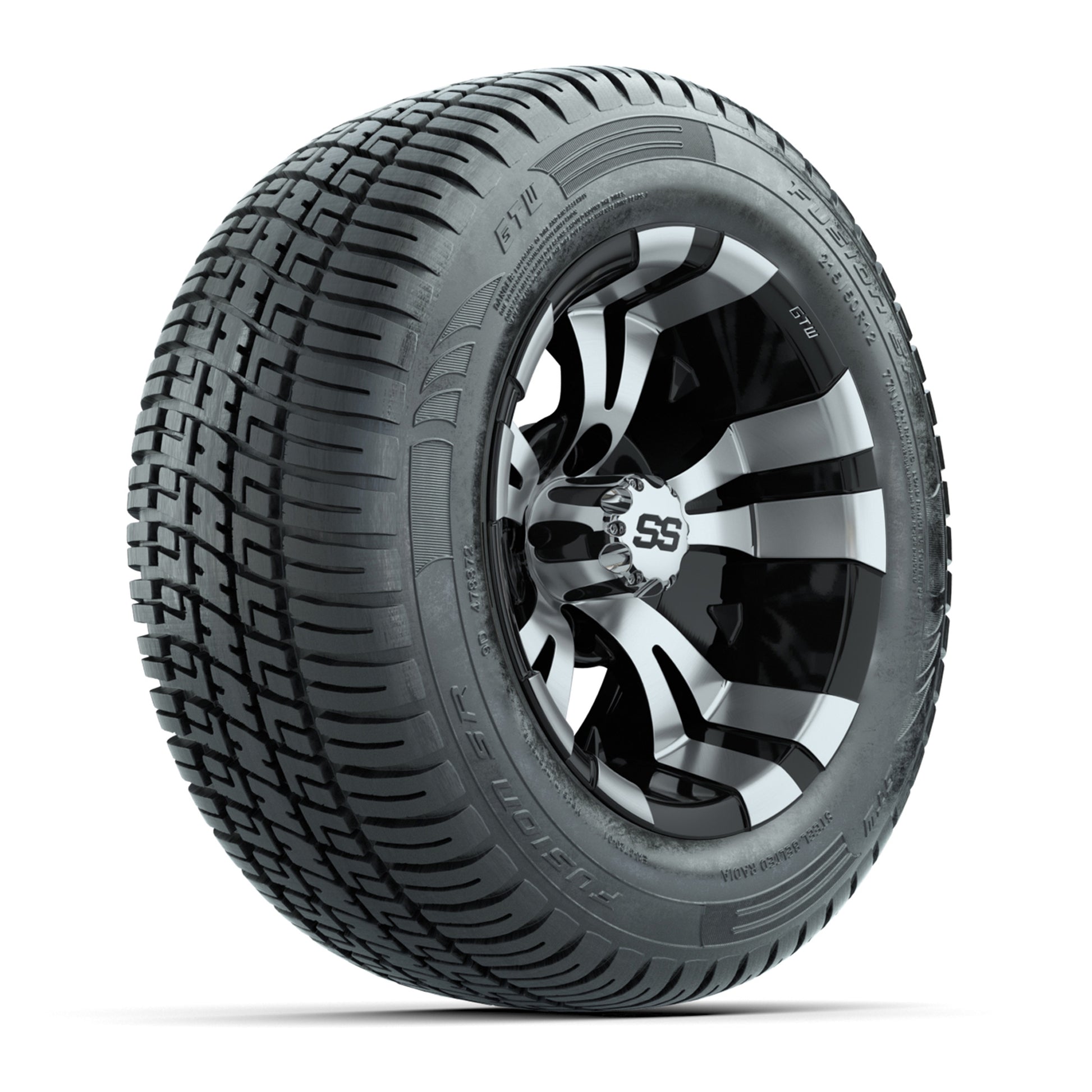 Set of (4) 12 in GTW Vampire Wheels with 215/50-R12 Fusion S/R Street Tires