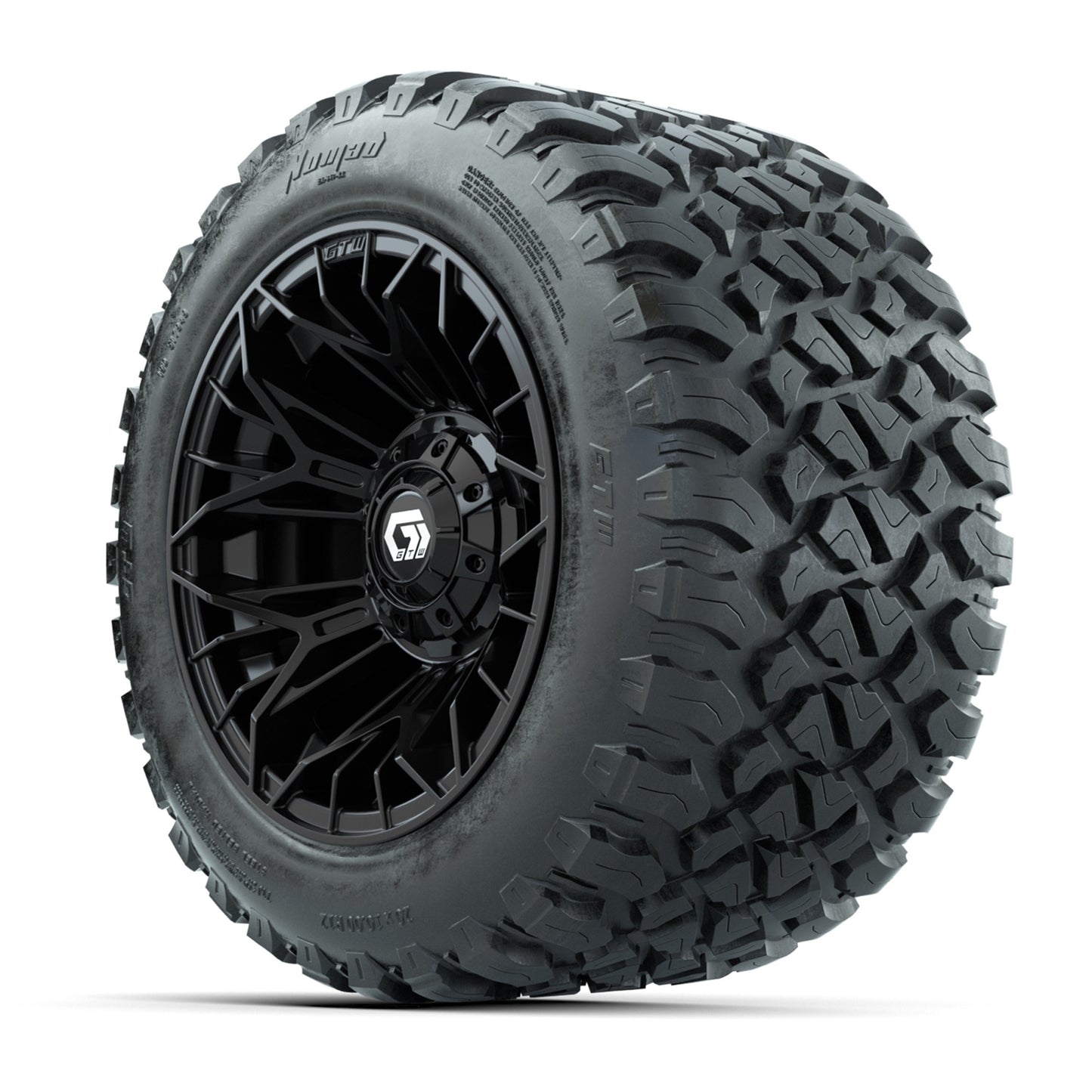 GTW® Stellar Black 12 in Wheels with 20X10-12 Nomad Steel Belt Radial All-Terrain Tires - Full Set