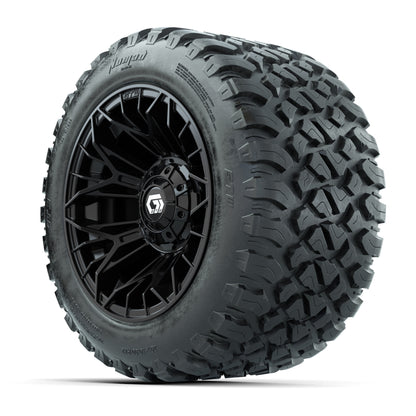 GTW® Stellar Black 12 in Wheels with 20X10-12 Nomad Steel Belt Radial All-Terrain Tires - Full Set