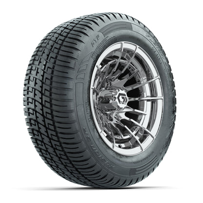 GTW® Boost Chrome 12 in Wheels with 215/50-R12 Fusion S/R Steel Belt Radial Tires – Full Set