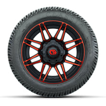GTW® Stealth Red/Machined 12 in Wheels with 215/40-12 Excel Classic Street Tires – Full Set