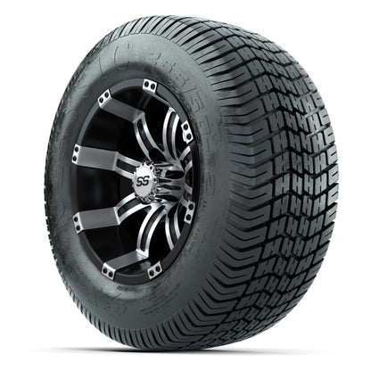 GTW® Tempest Black/Machined 12 in Wheels with 255/50-12 Excel Classic Street Tires – Full Set
