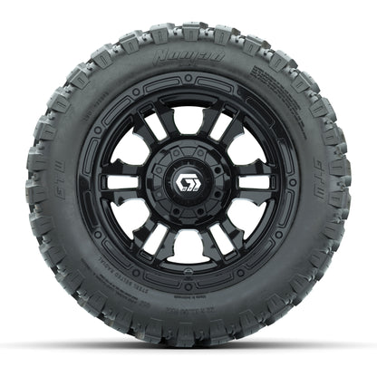 GTW® Shogun Gloss Black 12 in Wheels with 22X11-R12 Nomad Steel Belt Radial All-Terrain Tires – Full Set