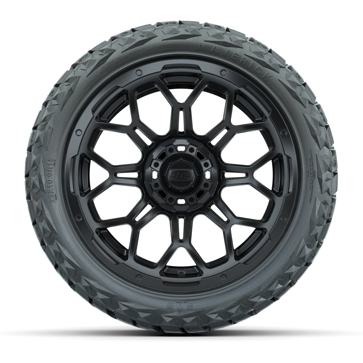 GTW Bravo Matte Black 15 in Wheels with 23x10.00-R15 Maverick All-Terrain Tires – Full Set
