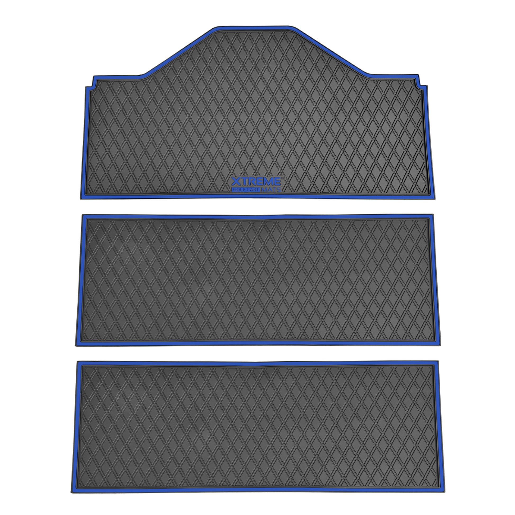 Xtreme Front & Two Middle Floor Mats for Evolution D5 Ranger & Maverick – Black/Blue