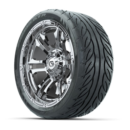 GTW® Shogun Chrome 14 in Wheels with 205/40-R14 Fusion GTR Steel Belted Street Tires – Full Set