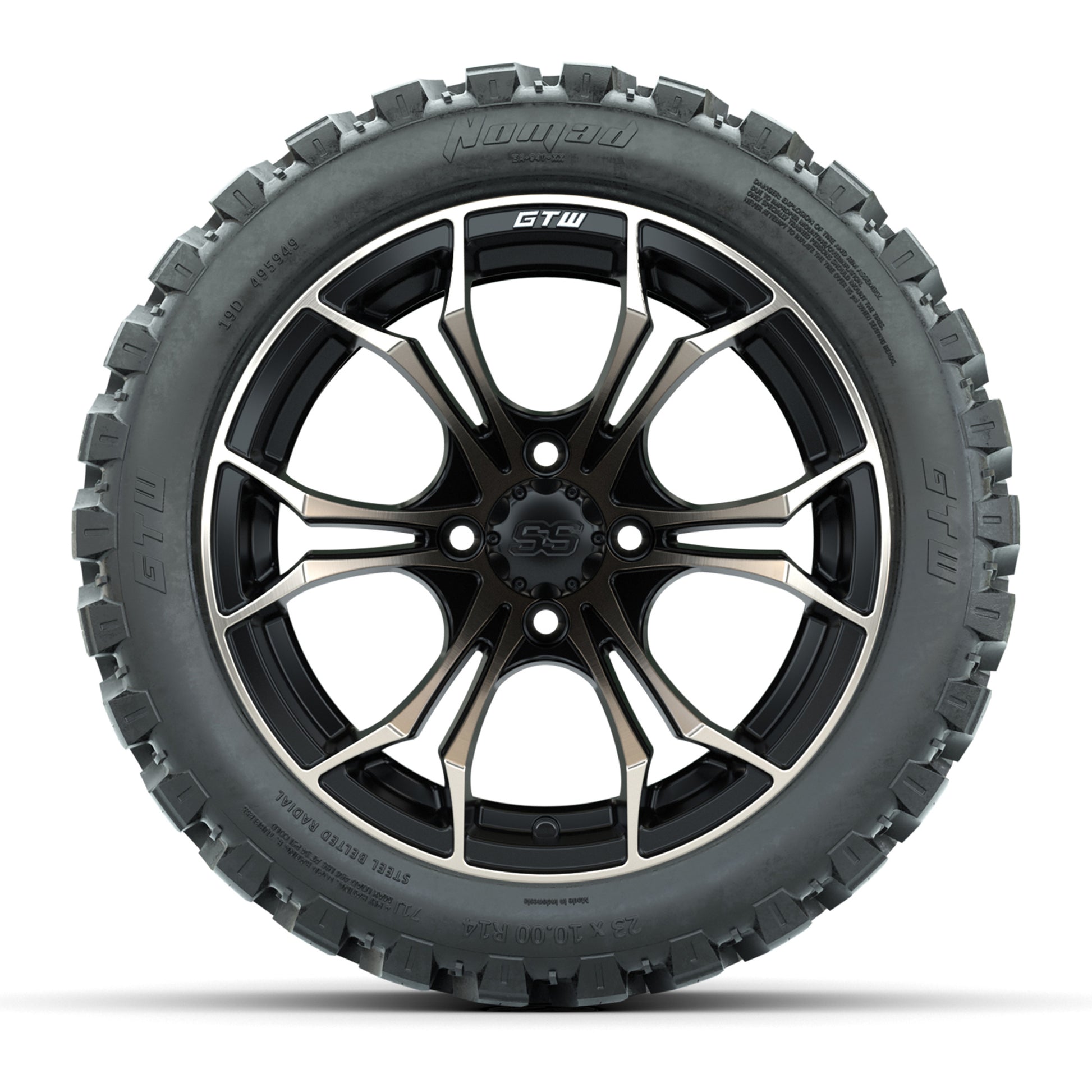 GTW Spyder Bronze/Matte Black 14 in Wheels with 23x10-14 GTW Nomad All-Terrain Tires – Full Set