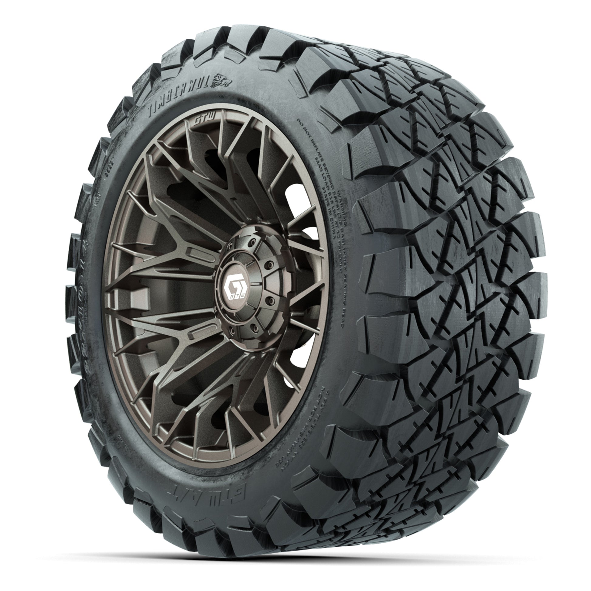 GTW Stellar Matte Bronze 14 in Wheels with 22X10-14 Timberwolf All-Terrain Tires – Full Set