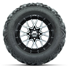 GTW Vortex Matte Black/Machined 14 in Wheels with 25x10-14 Barrage Mud Tires – Full Set