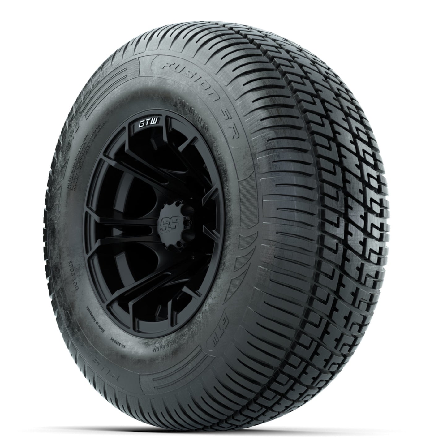 GTW Spyder Matte Black 10 in Wheels with 205/65-R10 Fusion SR Steel Belted Radial Tires - Full Set