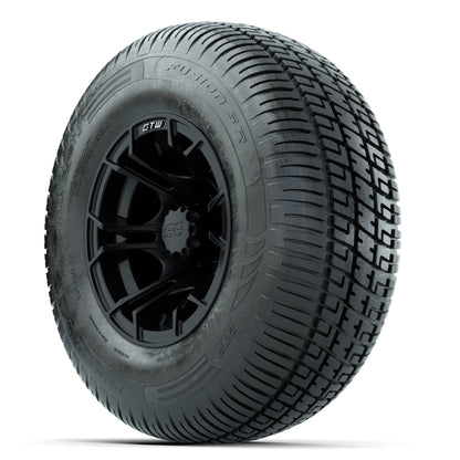 GTW Spyder Matte Black 10 in Wheels with 205/65-R10 Fusion SR Steel Belted Radial Tires - Full Set