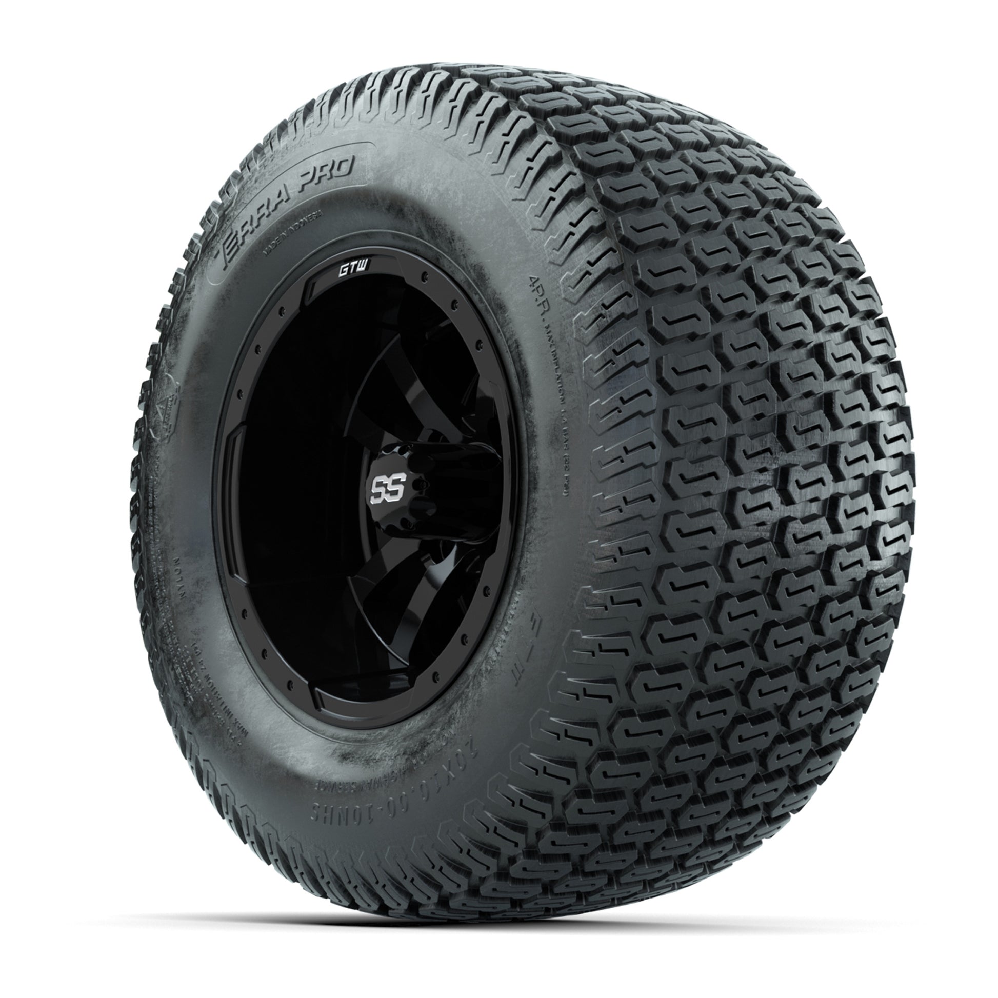 GTW Storm Trooper Black 10 in Wheels with 20x10-10 S-Pattern Terra Pro Tires – Full Set