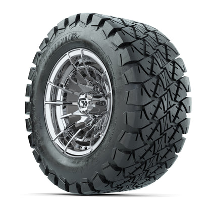 GTW® Boost Chrome 12 in Wheels with 22x10-12 Timberwolf All-Terrain Tires – Full Set