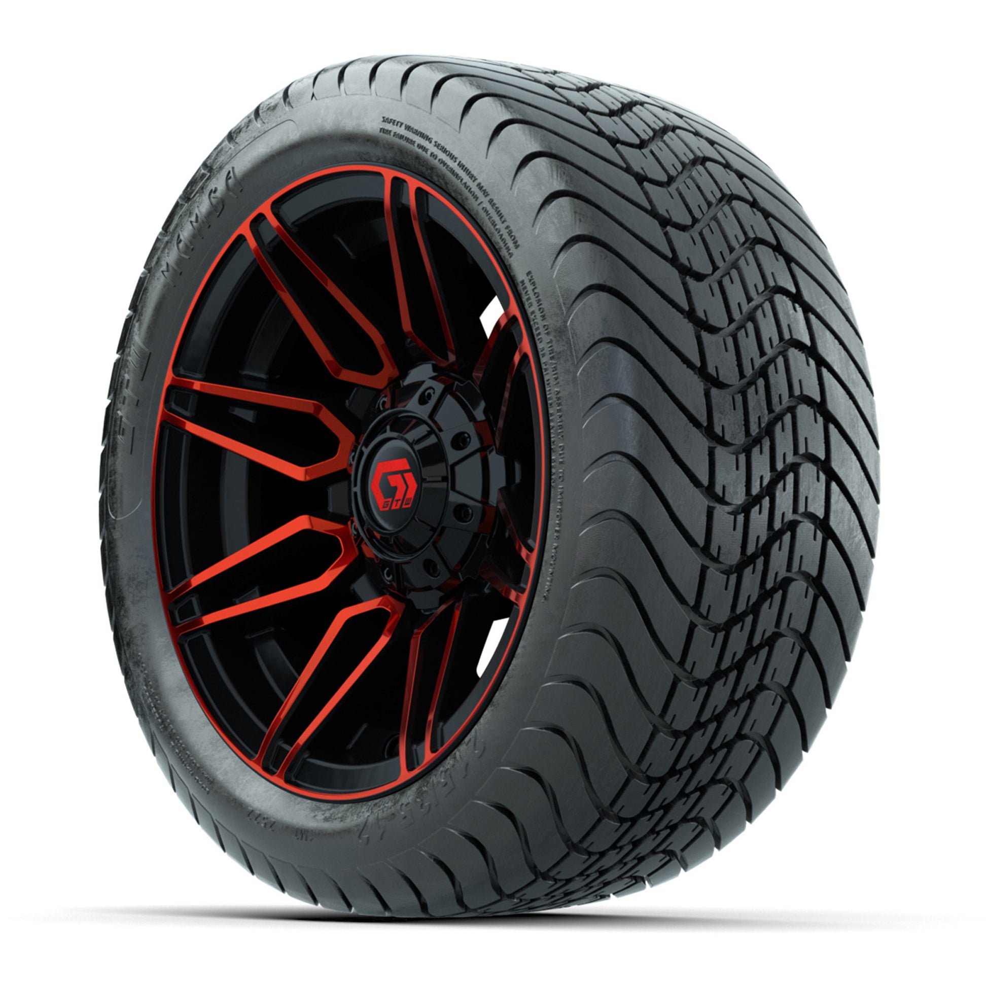 GTW® Stealth Black/Red 12 in Wheels with 215/35-12 Mamba Street Tires – Full Set