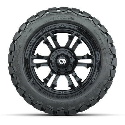 GTW® Shogun Gloss Black 14 in Wheels with 22x10-14 Timberwolf All-Terrain Tires – Full Set