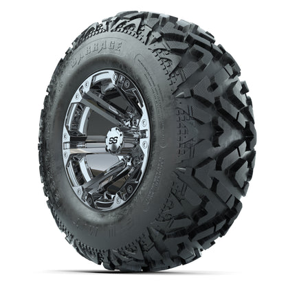 GTW® Specter Chrome 12 in Wheels with 25X10-12 Barrage Mud Tires – Full Set