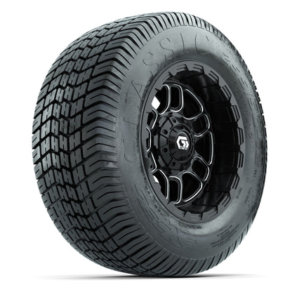 GTW® Titan Black/Machined 12 in Wheels with 255/50-12 Excel Classic Street Tires – Full Set