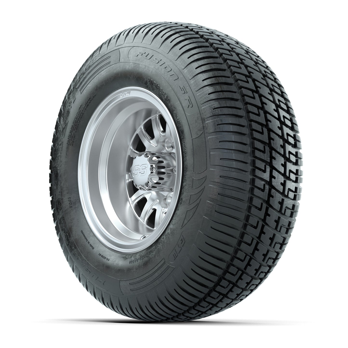 10" GTW Medusa Silver and Machined Wheels with 20" Fusion Street Tires - Set of 4
