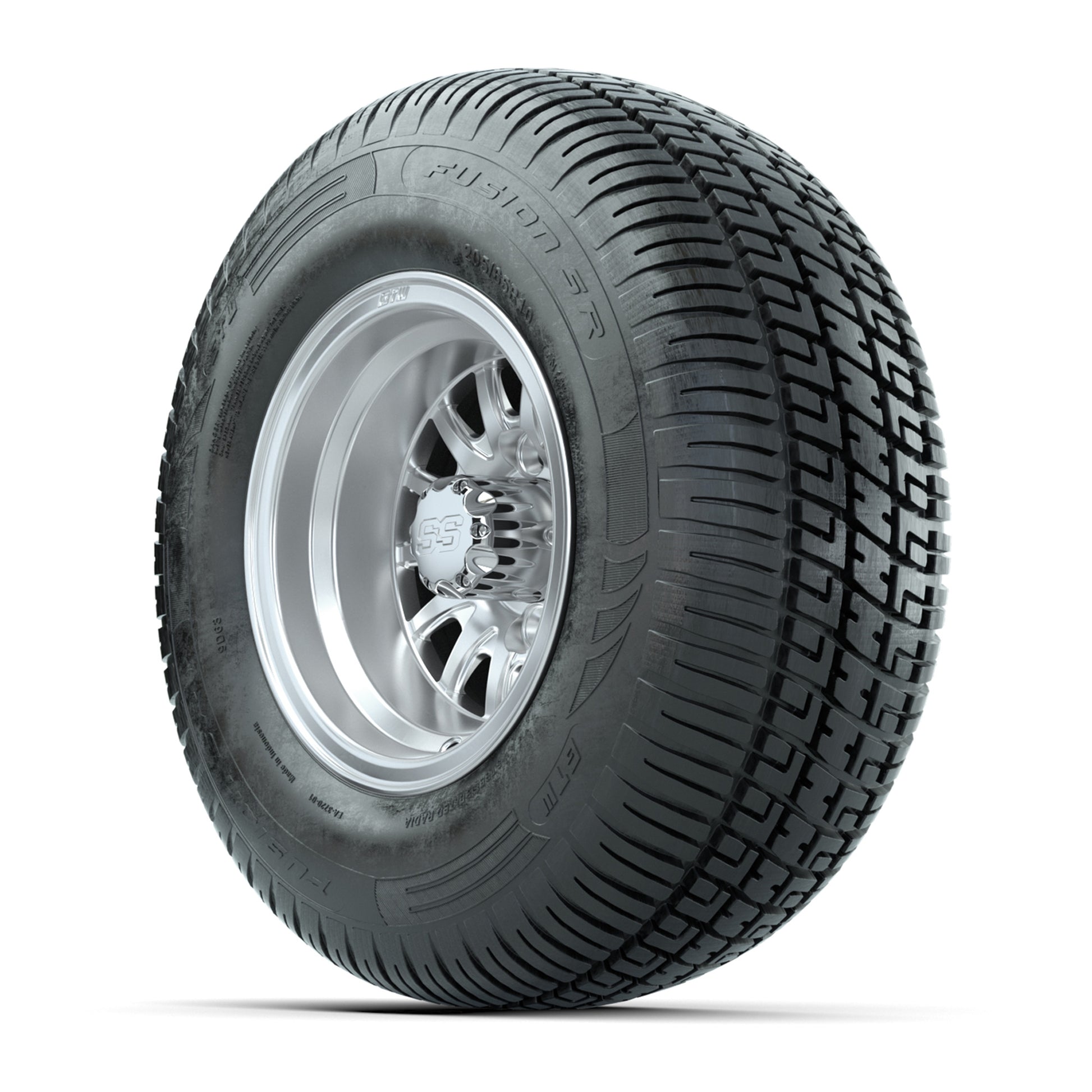10" GTW Medusa Silver and Machined Wheels with 20" Fusion Street Tires - Set of 4