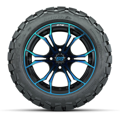 GTW Spyder Blue/Black 14 in Wheels with 22x10-14 GTW Timberwolf All-Terrain Tires – Full Set