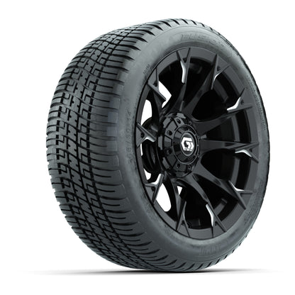 GTW® Diablo Gloss Black/Machined 14 in Wheels with 205/30-14 Fusion Street Tires – Full Set