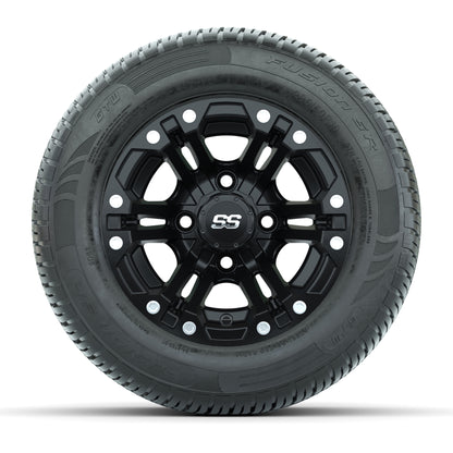 GTW Specter Matte Black 10 in Wheels with 205/50-R10 Fusion S/R Radial Steel Belt Street Tires – Full Set