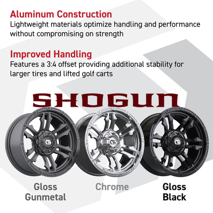 GTW® Shogun Chrome 14 in Wheels with 23x10-14 Predator All-Terrain Tires – Full Set